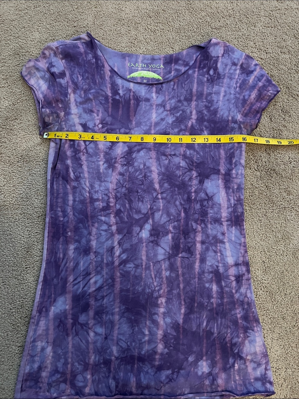 Earth Yoga Organic Cotton/Bamboo Purple Tie-Dye Scoop Neck Top-size Medium, EUC - Picture 4 of 7